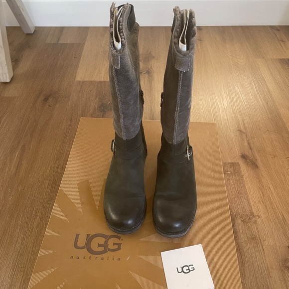 UGG Daleane Tall Convertible Boot, Shearling, Black and Gray, Size 6.5 - Picture 10 of 17